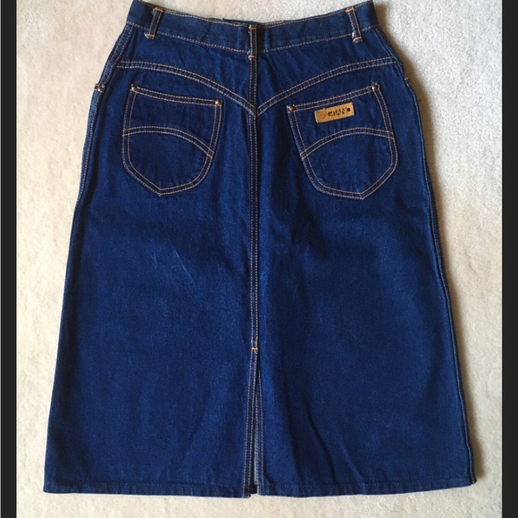 Gitano Denim Jean Skirt‎ Women’s Blue Jean Skirt 36” Waist slit 80’s like new - Picture 2 of 10